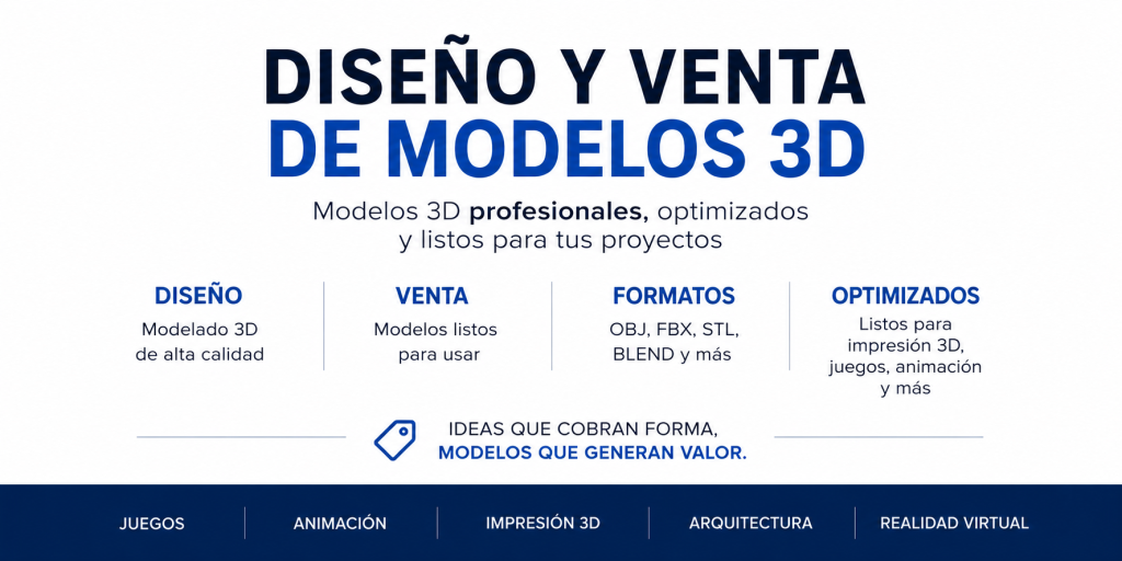 Banner promocional de Linktex CR sobre diseño y venta de modelos 3D para videojuegos, impresión 3D, animación y realidad virtual.